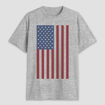 Men's USA Vertical Flag Short Sleeve Graphic T-Shirt - Heathered Gray