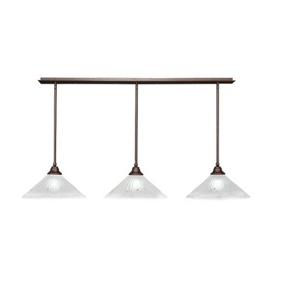 Toltec Lighting Stem 3 - Light Chandelier in  Bronze with 16" Frosted Crystal Shade