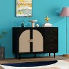 Okak Modern Bedroom Dressers with 2 Rattan Door 3 Drawer,Chest of Drawers for Living Room Bedroom,Entryway Study,Wooden Dresser Cabinet - 3 of 4