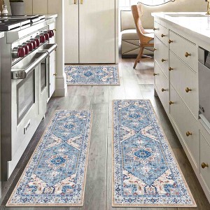 BAGOKIE 3 Piece Boho Kitchen Runner Rug Set - 1 of 4