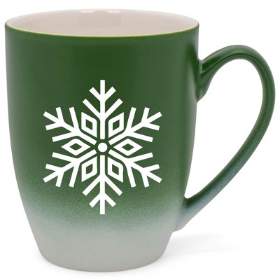 Elanze Designs N/A Two Toned Ombre Matte Green and White 12 ounce Ceramic Stoneware Coffee Cup Mug