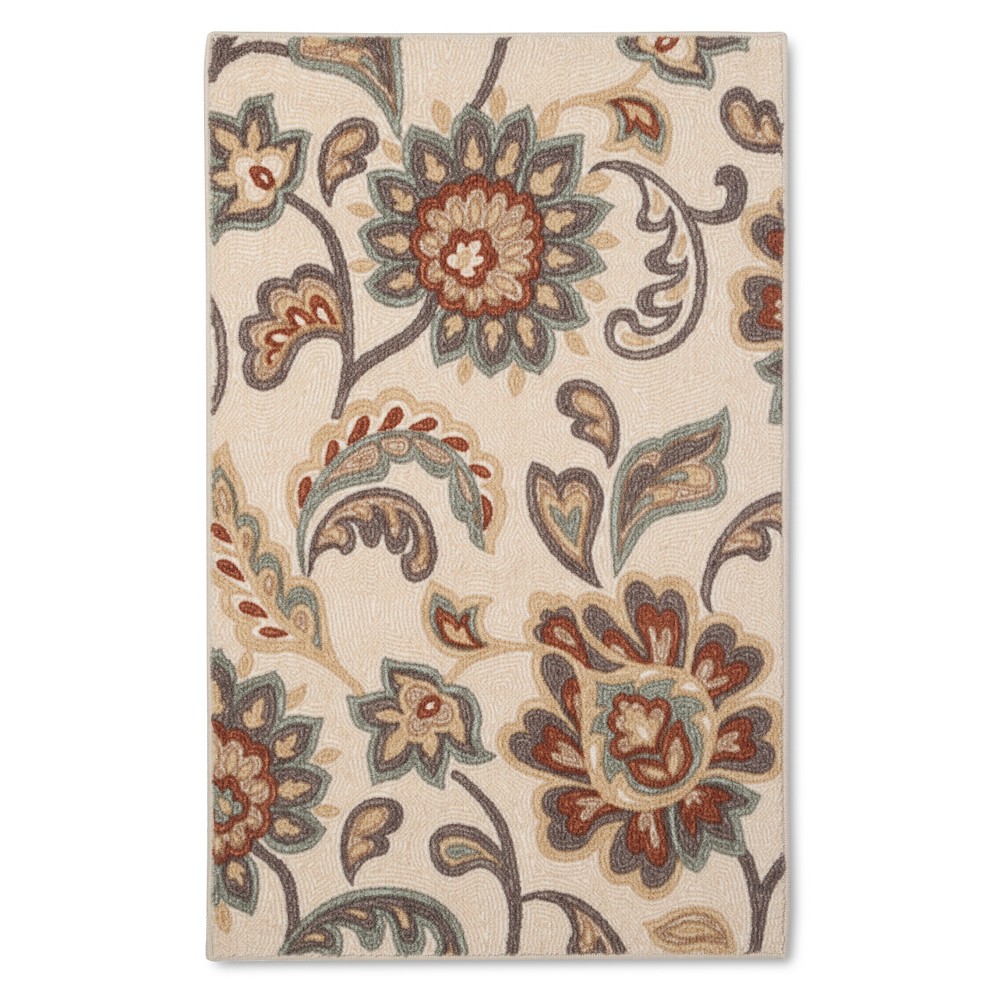 2'6inx3'10in Paisley Floral Accent Rug Tan - Maples