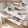 Adjustable Vanity Desk with Rotating Mirror and Storage Shelves, Makeup Table with Power Outlet, 2 Drawers, Stool, for Dressing Room - 4 of 4