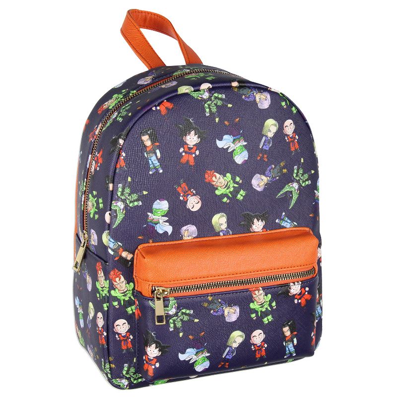 Dragon Ball Z All-Over Chibi Character Print Design Faux Leather Mini Backpack Blue, 1 of 6