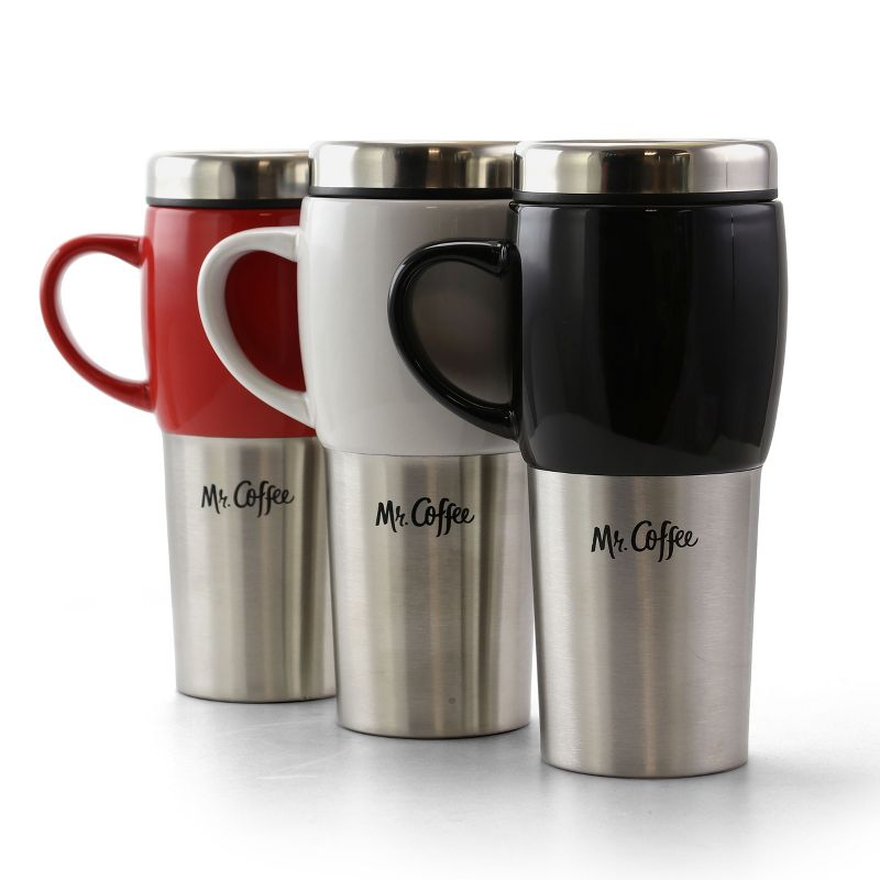 Mr. Coffee Traverse 3 Piece 16 Ounce Stainless Steel and Ceramic Travel Mug in Assorted Colors, 1 of 9