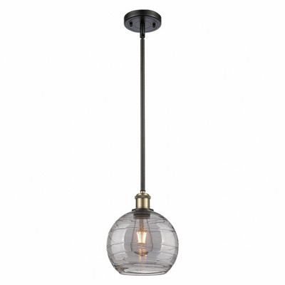 Athens Deco Swirl - 1 Light Stem Hung Mini Pendant In Industrial Style-10 Inches Tall and 8 Inches Wide