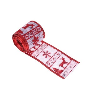 Unique Bargains Gift Wrap Ribbons Reindeer Border Christmas Polyester 78.74"x1.97" 1 Pc - 1 of 4