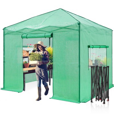 EAGLE PEAK 10'x10' Portable Walk-in Greenhouse with Zippered Doors and Windows, PE Cover