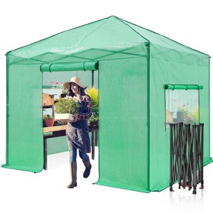 EAGLE PEAK 10'x10' Portable Walk-in Greenhouse with Zippered Doors and Windows, PE Cover - 1 of 4