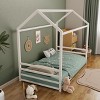 Twin/Full Size Montessori Floor Bed Frame, Metal House Shaped Low Bed with Guardrails for Toddlers - ModernLuxe - 4 of 4
