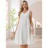 INSPIRE CHIC Women's Sleeveless Linen V Neck Tie Waist A Line Summer Dress with Pockets - 3 of 4