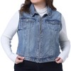 Agnes Orinda Women's Plus Size Trucker Zipper Front Sleeveless Sport Crop Denim Vests - 2 of 4