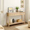 KTMBDW Modern Rattan Console Table with 3 Drawers and Open Storage Shelf, Entryway Table, Narrow Long Sofa Table fot Hallway, Living Room, Natural - 3 of 4