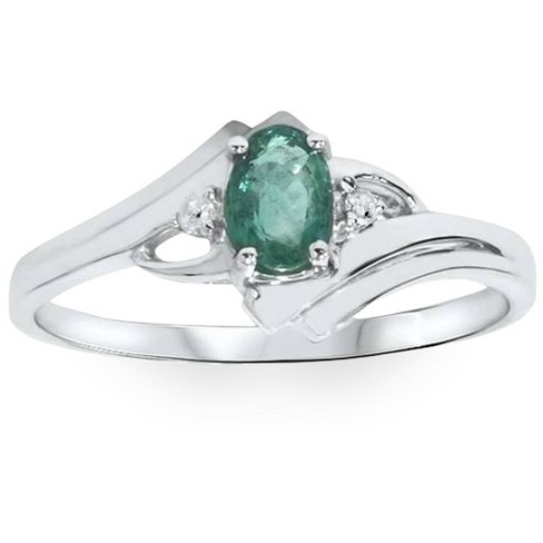 Pompeii3 1/2ct Genuine Oval Emerald & Diamond Ring 14K White Gold - image 1 of 4