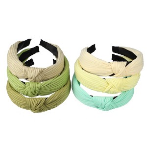 Unique Bargains Girl's Wide Knotted Headband 1.18" Yellow Green 6 Pcs - 1 of 4