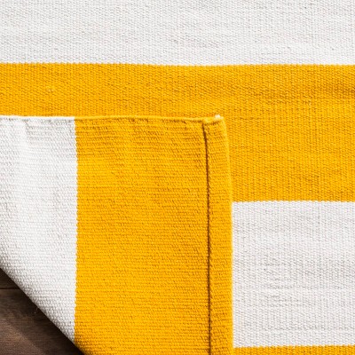 Yellow and Ivory Striped Cotton Runner Rug 2'3" x 6'