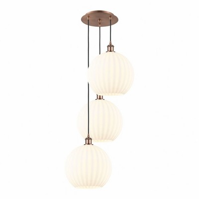 White Venetian - 3 Light Cord Hung Multi Pendant In Modern Style-39 Inches Tall and 18.5 Inches Wide