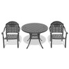 Gulches 3-Piece Cast Aluminum Patio Furniture Set - Weather-Resistant Outdoor Dining Set with Blue Cushions, Carved Design, Stackable Chairs - 4 of 4