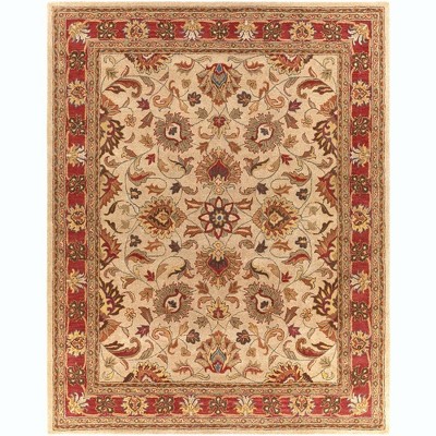 Mark & Day Paris 7'6"x9'6" Rectangle Tufted Indoor Area Rugs Camel: Stain-Resistant Wool, Traditional Floral, Indoor Use