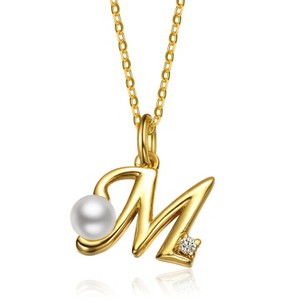 Personalized 14K Gold Plated Initial Pearl Pendant Necklace for all ages: A Charming gold Elegant Keepsake Gift - 1 of 3