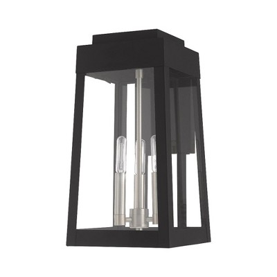 Oslo Black Brass 3-Light Outdoor Wall Lantern