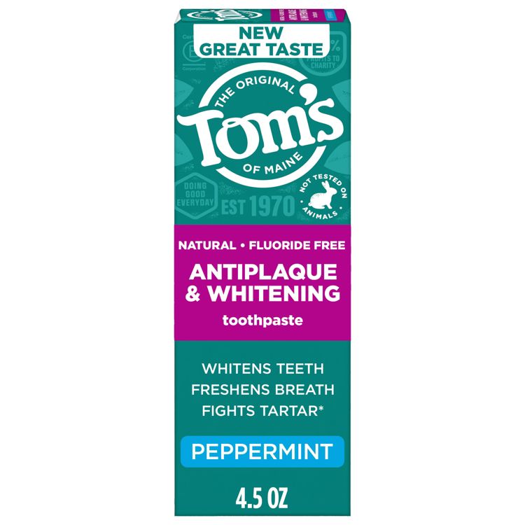 Tom's of Maine Antiplaque and Whitening Fluoride-Free Vegan Toothpaste - 4.5oz, 1 of 16