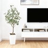 Artificial Eucalyptus Tree 6ft, Faux Plant with Basket, Fake Eucalyptus Trees w/White Silver Dollar Leaves, Faux Potted Plants for Home Office Decor - 3 of 4