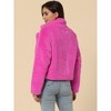 Allegra K Women's Cropped Notch Lapel Open Front Faux Fur Fluffy Coat - 4 of 4
