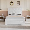 VECELO Queen/Full/Twin Size Bed Frame Leather Upholstered Platform Bed with Drawers and Headboard, Black/White - 4 of 4