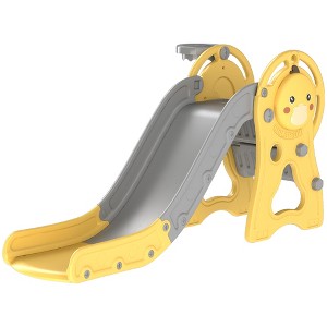 Infurnic Baby Activity Gyms, Freestanding Slide with Basketball Hoop and Duck Pattern, Kids Toy Playset for Indoor, Multicolored, 58.75"*26.5"*30.75" - 1 of 4