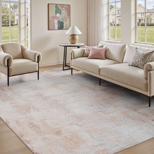 MontVoo Modern Abstract Washable Area Rug Pink - 1 of 4