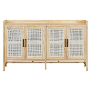 TiramisuBest Rustic Sideboard Buffet Cabinet - Rattan Doors, Storage for Entryway, Dining Room, Kitchen & Living Room in Black + Natural - 1 of 4
