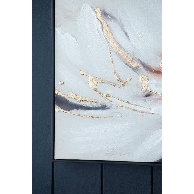 Large White and Gold Floral Canvas Print