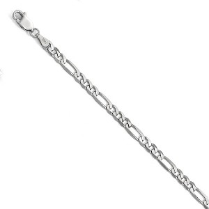 Black Bow Jewelry 4mm 14k White Gold Flat Figaro Chain Bracelet - 1 of 4
