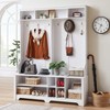 LOVMOR Hall Tree Entryway Bench with Coat Rack w/ Shoe Cubbies for bedroom - 2 of 4