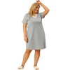 Agnes Orinda Women's Plus Size Solid Comfort Lace V Neck Short Sleeves Midi Knit Nightgowns - 4 of 4