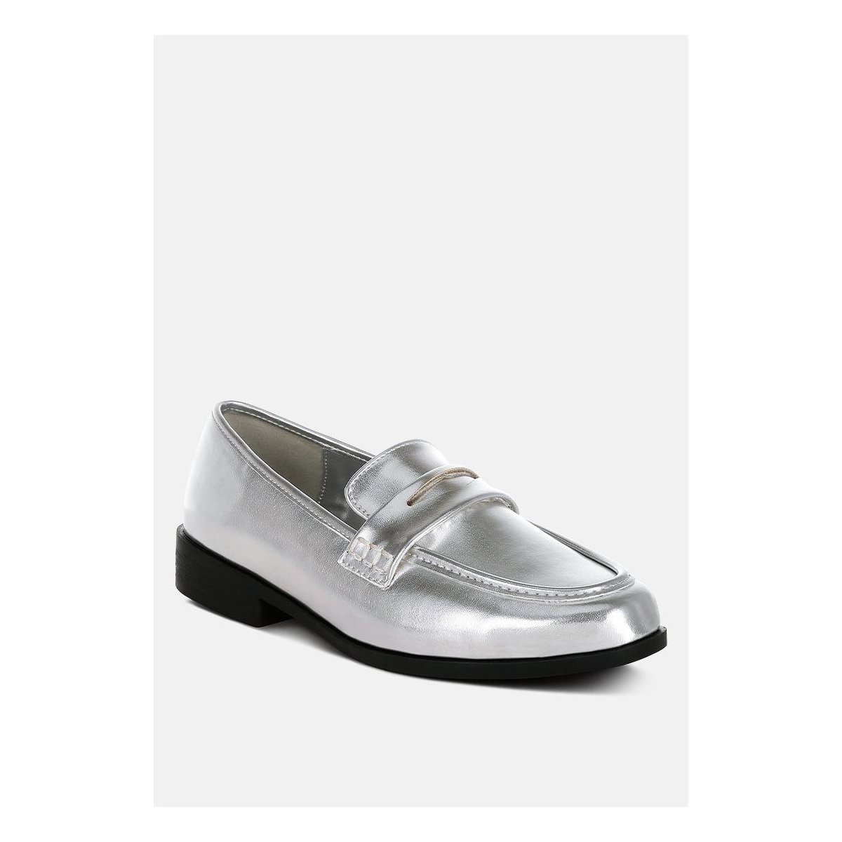 Женские туфли London Rag Womens Rugle Metallic Faux Leather Flat Loafers 6 — фото 2