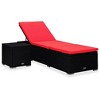 vidaXL Sun Lounger with Cushion and Tea Table Poly Rattan Red - 2 of 4