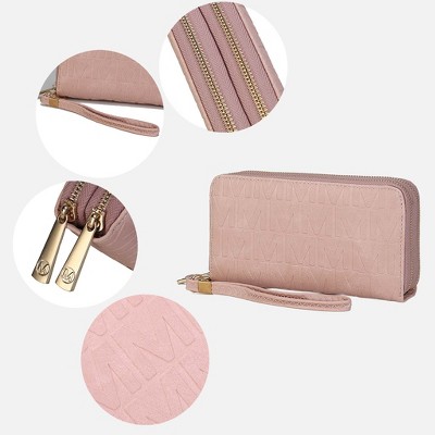 MKF Collection Wristlet Wallet, Aurora M Signature Embossed Double-Zip | MKF Collection by Mia K - Light Blue — фото 5