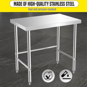 Stainless Steel Work Table，Commercial Prep Table with Open Base for Kitchen Restaurant Food Truck - 1 of 4