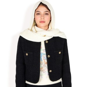 Anna-Kaci Women's Knitted Hooded Scarf with Versatile Design and Warm Ribbed Texture for Stylish Comfort and Winter Protection - 1 of 4
