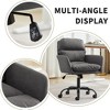 QingMoon PU Leather Office Desk Chair, 360° Swivel Computer Chair, Modern Ergonomic Armchair with Square Mid-Back for Conference, Study Room - 3 of 4