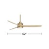 Casa Vieja 52" Windspun Modern Indoor Ceiling Fan 3 Blade LED Light Remote Control Soft Brass Finish Natural Wood Blades Bedroom Living Room Kitchen - 4 of 4