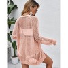 Women Crochet Lightweight Summer Cardigans Cover Up Open Front Long Sleeve - 3 of 4