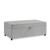 Modern Upholstered Storage Bench with 360° Swivel Casters, Linen/Faux Leather Bench with Hidden Storage, Coffee Table Ottoman - ModernLuxe - 4 of 4