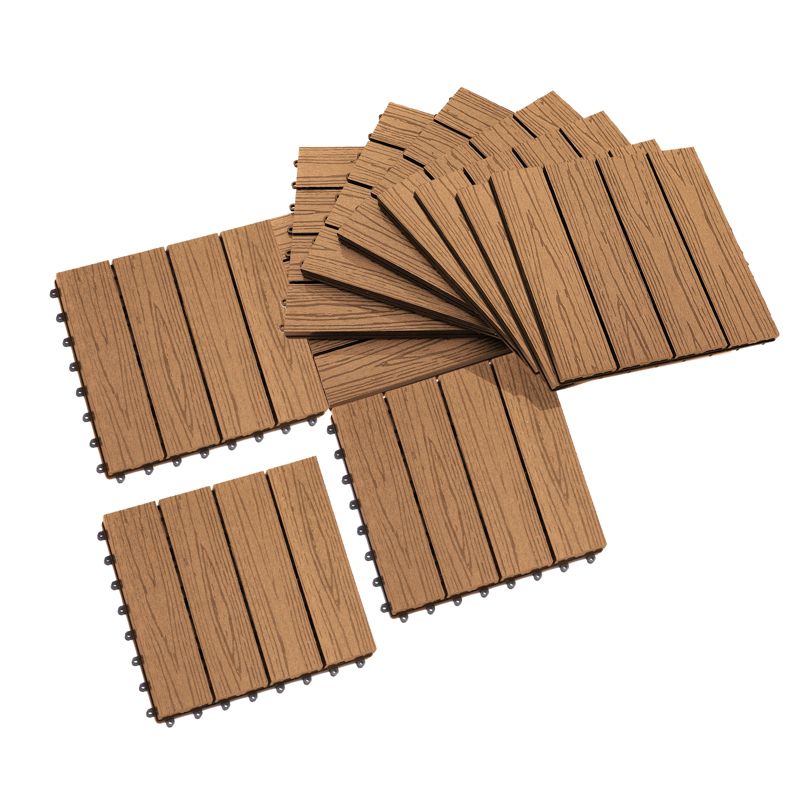 Outsunny 12" x 12" WPC Interlocking Composite Deck Tile 11 Pack for the Patio or Porch for a New Classic Look, 1 of 9