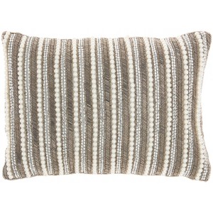 Deny Designs 10"x14" Luminescence Beaded Vertical Striped Lumbar Throw Pillow Pewter : 20x20 Inch Polyester, Machine Washable Cloth Napkins - 1 of 4