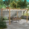 Outsunny Outdoor Retractable Pergola, Heavy Duty Wood Grain Aluminum with Weather Resistant Fabric Sun Shade Canopy, Patio Shelter - 2 of 4