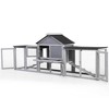DOMETOUR 2-Story Wood Rabbit Hutch, Indoor Outdoor Bunny Cage with Double Runs and Weatherproof Roofs, Guinea Pig Pet House for Small Animals, Gray - 4 of 4