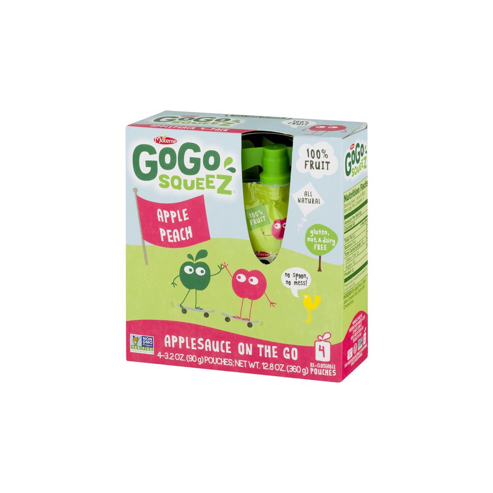 UPC 890000001134 product image for GoGo squeeZ Applesauce On The Go Apple Peach Pouches 3.2 oz 4 ct | upcitemdb.com